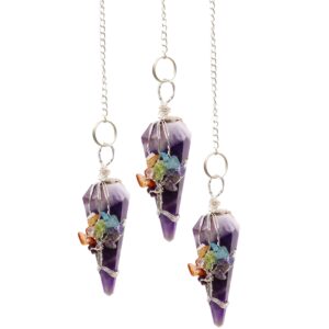 Amethyst seven chakra pendulum for spiritual guidance and mindfulness.