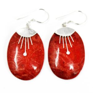 Handmade 925 silver oval earrings with a smooth, shiny finish.