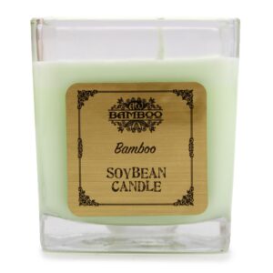 Bamboo Soybean Wax Candle in a recycled glass jar with a dust cover