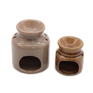Ceramic home oil burner in vibrant colours, perfect for aromatherapy.