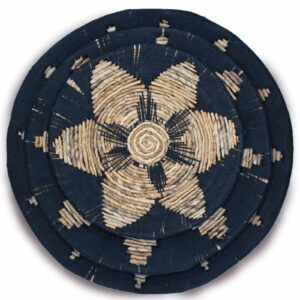 Set of three black seagrass bowls wall art, handmade by Indonesian artisans.