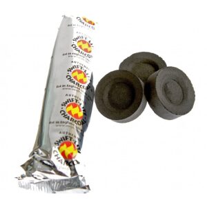 Pack of 10 charcoal tablets for burning resins and incense granules.
