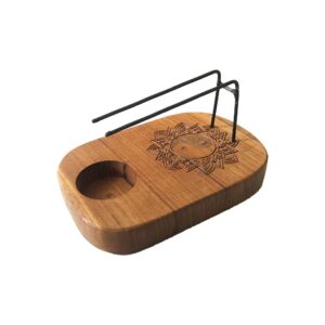 Handcrafted teak wood Palo Santo heater with Yin & Yang design.