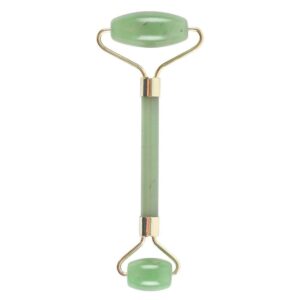Jade gemstone face roller designed for soothing skincare routines.