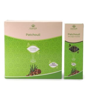 Ishom Smudge Incense with Patchouli scent in elegant packaging.