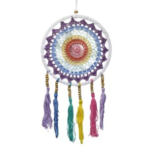 Pastel rainbow small dreamcatcher with intricate design, perfect for home decor.