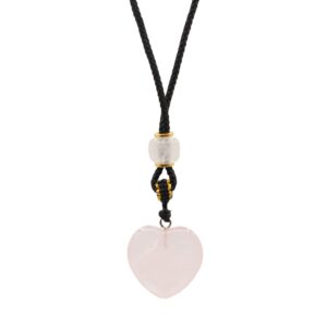 Rose Quartz Heart pendant on an adjustable cord, perfect for everyday wear.
