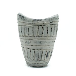 Cream wide neck shaped vase designed for elegant floral displays.