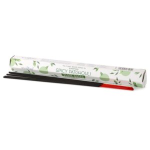 Spicy Patchouli plant-based incense sticks in a decorative box.