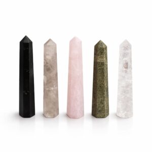 Polished Rose Quartz Six Face Obelisk Point with soft pink tones