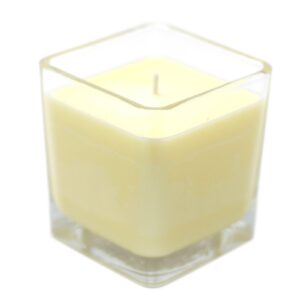 Soy wax jar candle with a vanilla shortbread scent, perfect for home fragrance.