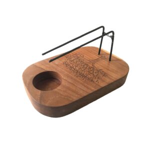 Teak wood Palo Santo heater featuring a Tree of Life design for incense burning.