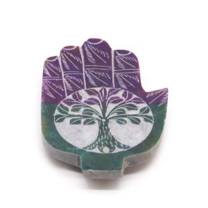 Soapstone incense holder featuring a Tree of Life design for mindful living.