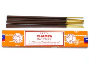 Hand-rolled Satya incense sticks in vibrant packaging, perfect for creating a calming atmosphere.