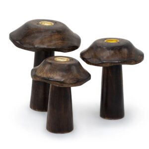 Set of three flat incense cone mushrooms in varying sizes for home fragrance.