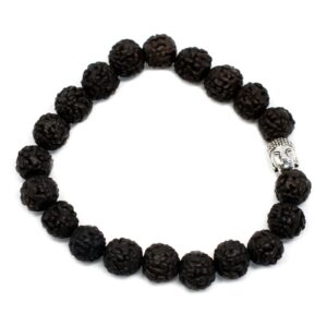 Dark Rudraksha Buddah Bangle Mala with 20 beads for mindful living.