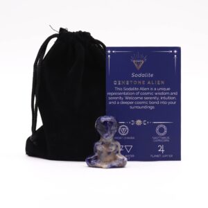 Sodalite Gemstone Alien figure showcasing its unique design and calming hues.