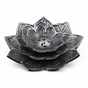 Elegant Tri-Flower Lotus Incense Holder in layered design for serene spaces.