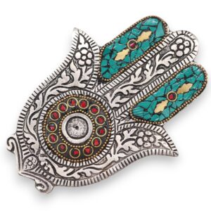 Rich green Hamsa incense holder designed for smaller incense sticks.