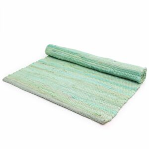 Aqua large Indian handloom cotton rug, perfect for enhancing home decor.
