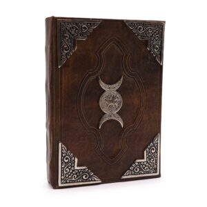 Hefty Brown Tan Journal with Zinc Triple Moon Decor and Deckle Edged Pages