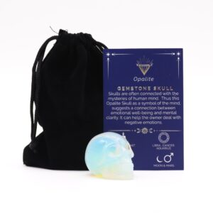 Opalite gemstone small skull with an ethereal glow, perfect for mindful living.