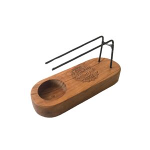 Small Palo Santo heater made from teak wood with a mandala design.