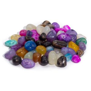 A vibrant assortment of tumbled agate stones in seven beautiful colours.