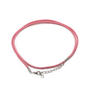 Delicate pink faux leather pendant cord for jewellery making.