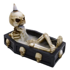 Skeleton in the Coffin Backflow Incense Burner for calming ambience.