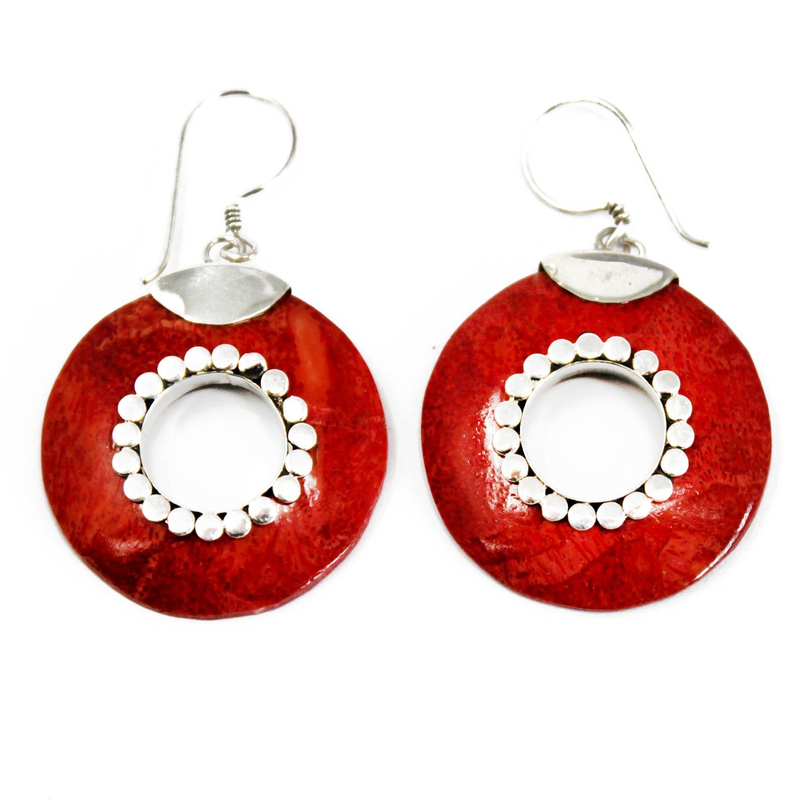 Hand-made 925 silver earrings with a smooth coral design, perfect for elegant occasions.