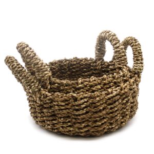 Set of two natural seagrass baskets for stylish storage solutions.