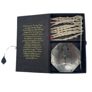 Rope incense and silver plated holder set featuring Seven Chakras design.