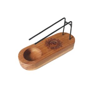 Handcrafted teak wood Palo Santo heater with Yin & Yang design.