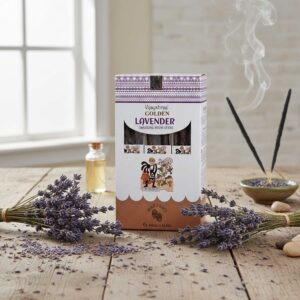Golden Lavender smudging resin sticks with a textured finish for calming incense.