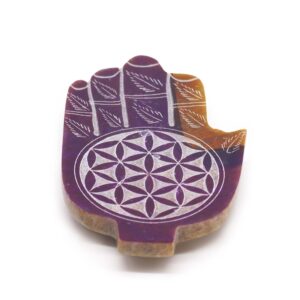 Soapstone incense holder featuring the Flower of Life design.