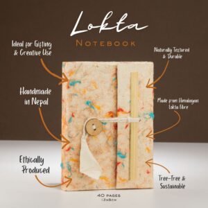 Mini notebook with a marbled cover made from mixed colour cotton fibres.