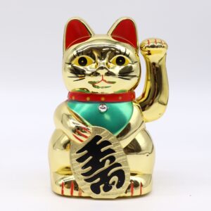 Very Gold Money Cat waving, symbolising good fortune and prosperity.