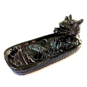 Elegant backflow incense burner featuring a dragon on a mountain design.