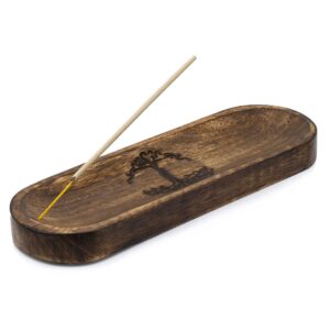 Elegant large incense tray featuring the Tree of Life design.