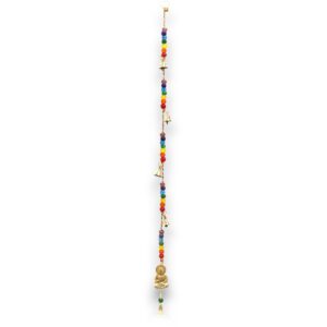 Brass Buddha chime with chakra beads and string bells for home decor