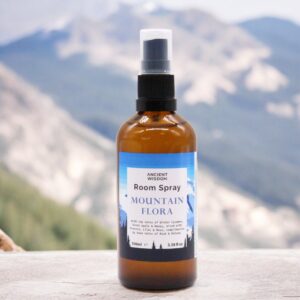 Mountain Flora room spray in a stylish bottle, perfect for home fragrance.