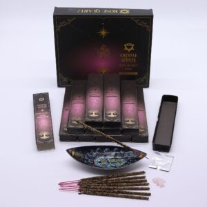 Rose Quartz Crystal Scents Smudge Incense sticks with chipstones