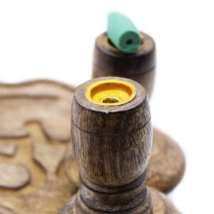 Mango wood backflow burner featuring a Tree of Life design for incense.