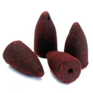Aromatica Backflow Incense Cones in a decorative box with smoke cascading down.