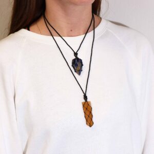 Handcrafted Laced Gemstone Teardrop Pendant made with Sodalite gemstone.