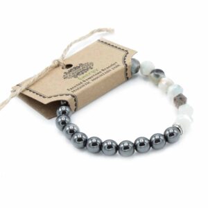 Faceted gemstone bracelet made of polished mountain jade beads.