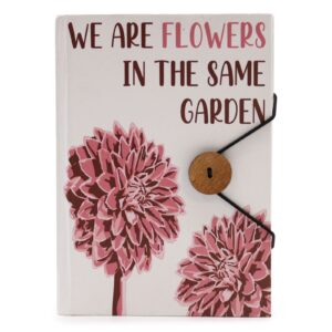 Notebook with floral design and strap, perfect for mindful living.