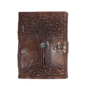 Black Tan Book featuring Evil Eye decor with deckle edge pages.