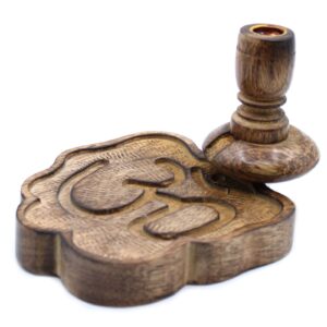 Mango wood backflow burner featuring an Ohm symbol design.